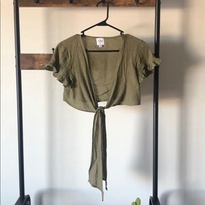 Princess Polly green tie wrap top